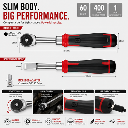 ⚡ 31-Piece Cordless Electric Ratchet Set – Slim 400 RPM Repair Tool Kit