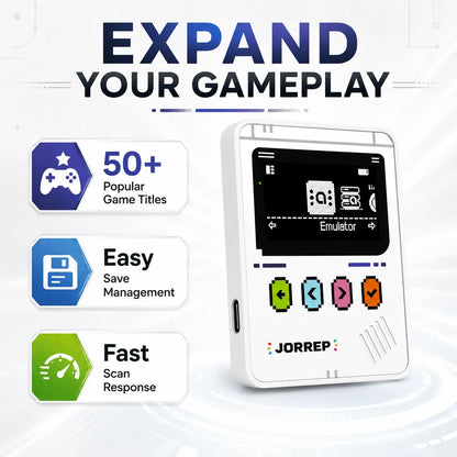 JORREP Pro NFC Emulator, NFC Tag Emulator, 3000+ Saves, Unlimited Rewrite, Auto UID Regen, Rechargeable Battery , 1.4" OLED Screen, Compatible with 50+ Games on Switch 1 & 2 (White)