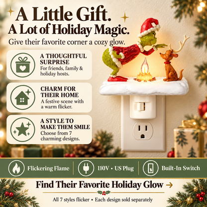 Flickering Campfire Plug-In Night Light – 7 Charming Holiday Designs