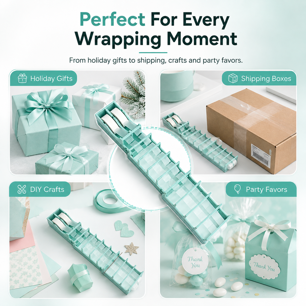 📦Multi-Strip Tape Cutter | Fast Gift Wrapping Tape Dispenser