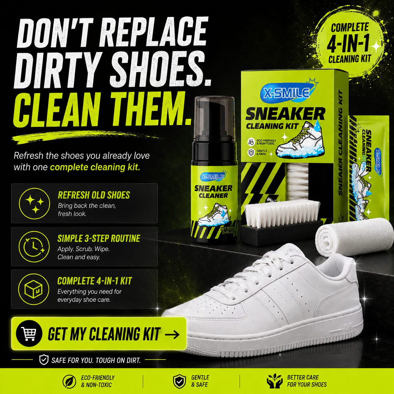 👟 4-in-1 Sneaker Cleaning Kit | Deep Clean & Refresh Everyday Shoes