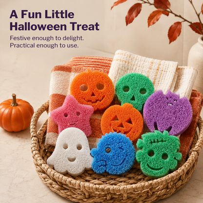 🎃 Halloween Spooky Scrub Sponge Set – Cute Kitchen Cleaning Sponges 👻
