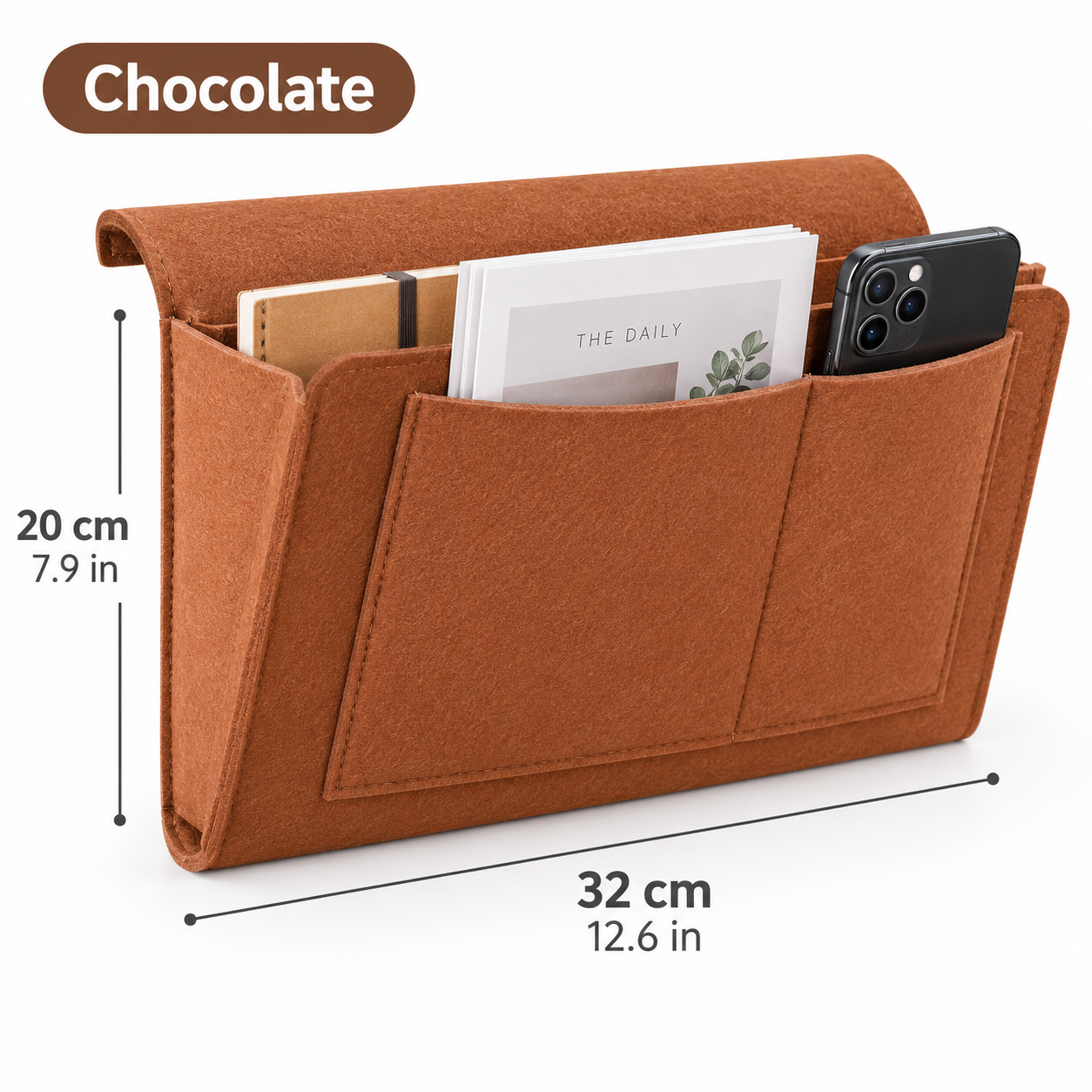 Chocolate brown bedside hanging organizer