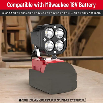 🛠️💡LED Work Light Compatible with Milwaukee 18V Battery/Dewalt 18V&20V Battery