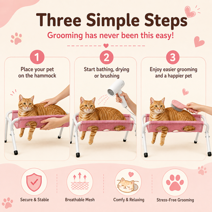🐾 Pet Spa Grooming Hammock – Stress-Free Bathing & Drying Station for Cats & Small Dogs
