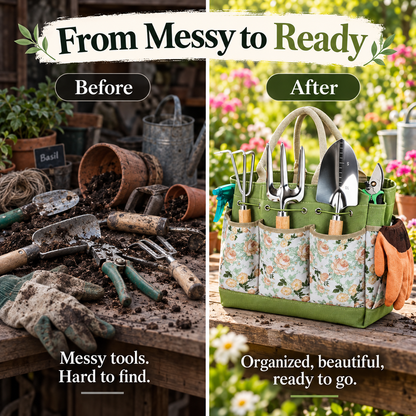 Bloom & Grow Floral Gardening Gift Set with Tool Tote