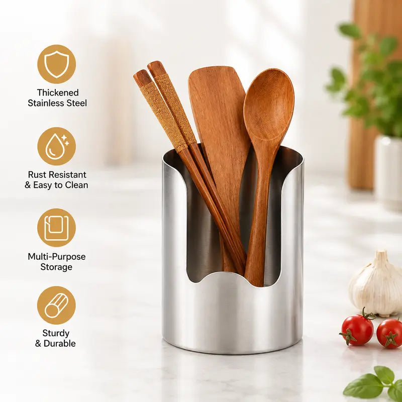 ⚡️Thickened Stainless Steel Utensil Organizer, Rust Resistant Easy to Clean
