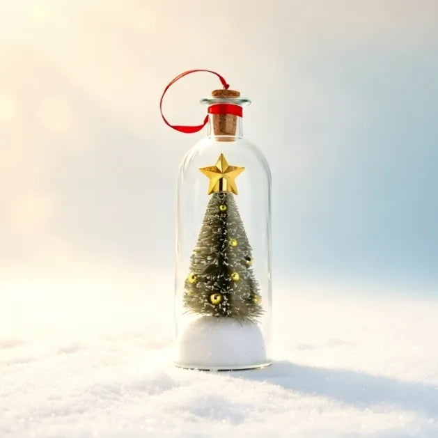 Green Christmas tree message bottle ornament