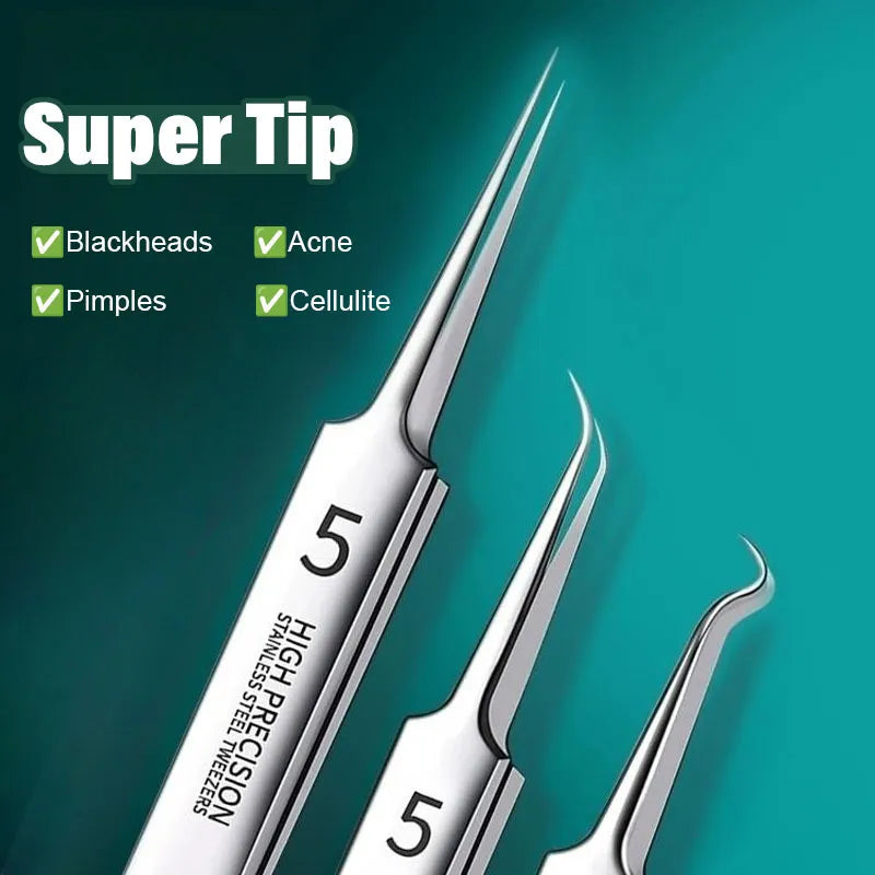 ✨ Precision Blackhead Tweezer Set – 3 Stainless Steel Tip Styles