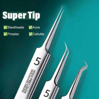 ✨ Precision Blackhead Tweezer Set – 3 Stainless Steel Tip Styles