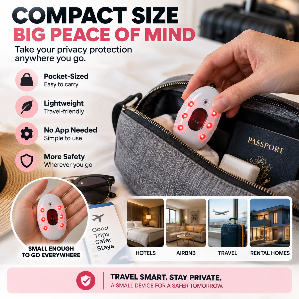🕵️ Portable Hidden Camera Detector – Quick Privacy Check for Hotels, Airbnb & Travel