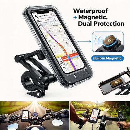 🚴 Waterproof Bike Phone Mount – 360° Rotating Shockproof Handlebar Holder for 4–6.7" Phones