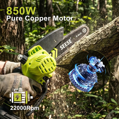 🔥 Limited Time 50% OFF | 6-Inch Mini Chainsaw – Powerful 21V Brushless Cordless Electric Saw with Auto Oiling, Safety Lock & Lightweight Design for Easy Wood Cutting