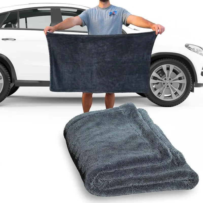 🚗 One-Towel Drying Power – 1300GSM Microfiber Mega Drier with Edgeless Design, Lint-Free & Gentle on Paint for Trucks, SUVs