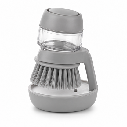 🧼 Press-to-Dispense Dish Brush with Storage Base – Cleaner Sink, Easier Dishwashing
