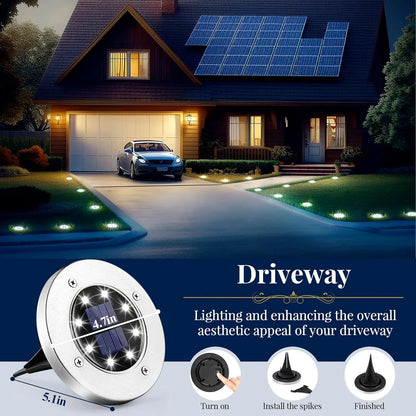 🌙 8-LED Solar Pathway Lights – Auto-On Outdoor Garden Lights