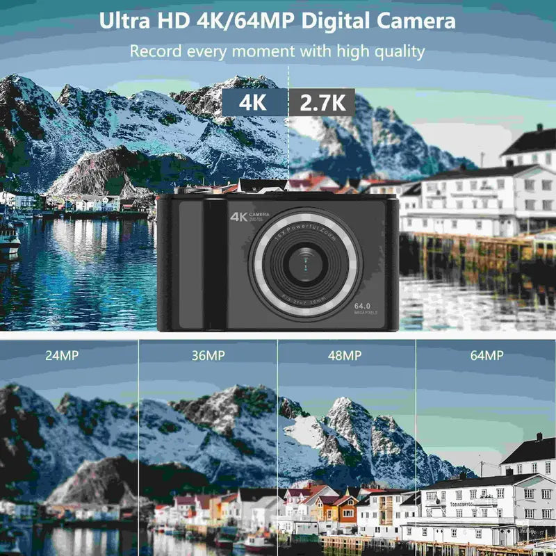 4K Flip-Screen Vlogging Camera with Built-In Ring Light – 32GB Bundle