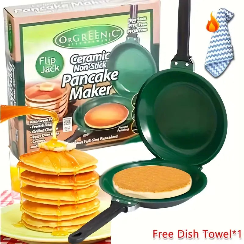 🥞 Double-Sided Nonstick Flip Pan – Easy Pancakes, Eggs & Omelets