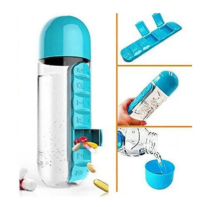 💧 2-in-1 Water Bottle & 7-Day Vitamin Organizer — 600ml