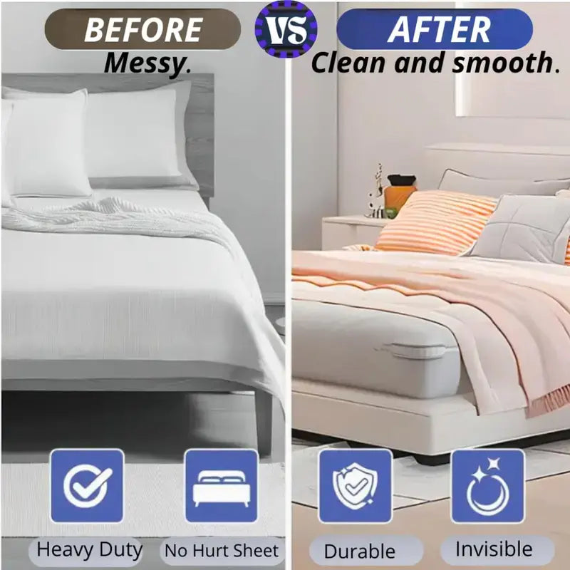 🛏️ Invisible Bed Sheet Holders | 4PC Non-Slip Mattress Strips