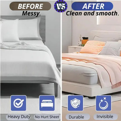 🛏️ Invisible Bed Sheet Holders | 4PC Non-Slip Mattress Strips