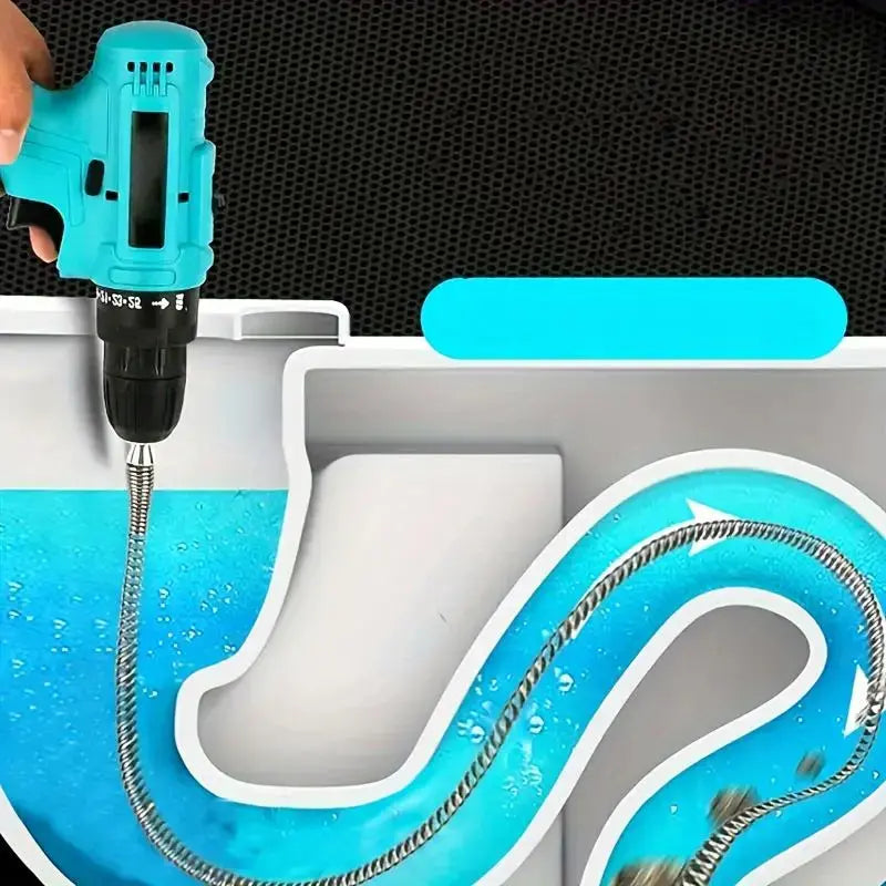 🔧 Flexible Drill-Powered Drain Cleaning Snake – Deep Pipe Clog Remover for Sinks, Showers & Toilets