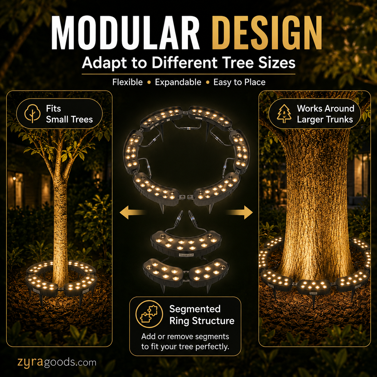 🌳💡 Ring-Shaped Solar Tree Lights – Weatherproof Outdoor Spotlights Ideal for Trees, Pillars, and Gardens