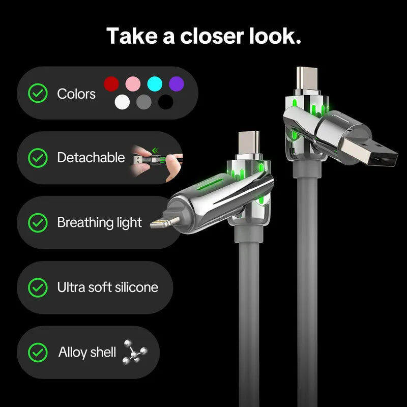 4-in-1 240W Charging Cable – One Cable for iPhone 17, MacBook & Samsung