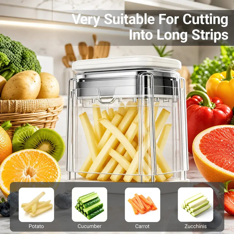 Fingersafe French Fry Cutter - Air Fryer Compatible, Compact Kitchen Utensils, Detachable Interchangeable Blade Potato Slicer, Smooth Mandoline Slicer, Rustproof Easy-Clean Vegetable Cutter for Home Use, Reduces Prep Time,sohochic