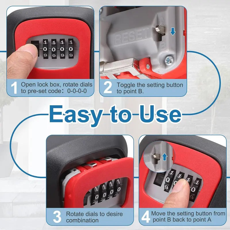Never Get Locked Out Again 🔐 | 4-Digit Wall-Mounted Key Lock Box