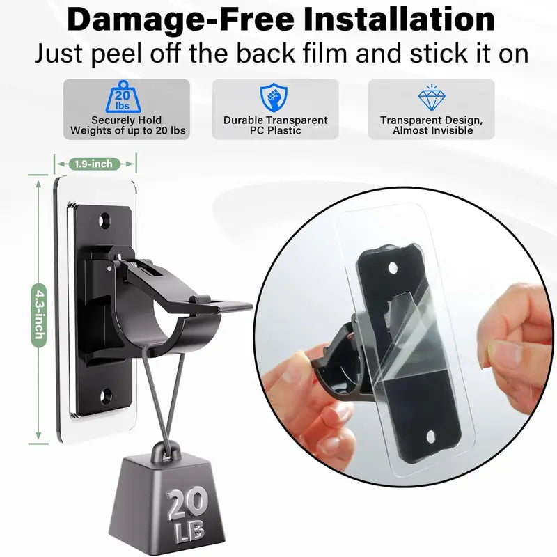 No-Drill Curtain Rod Brackets – Easy Peel & Stick, 4-Pack
