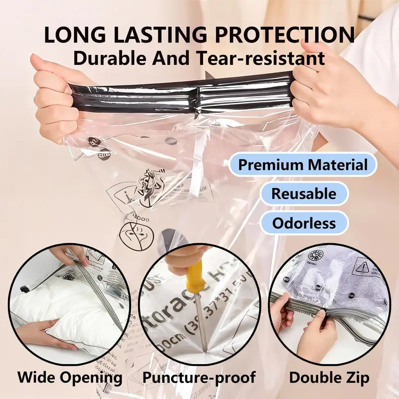 ✈️ Vacuum Compression Storage Bags Set – Pack More, Travel Lighter & Save Closet Space