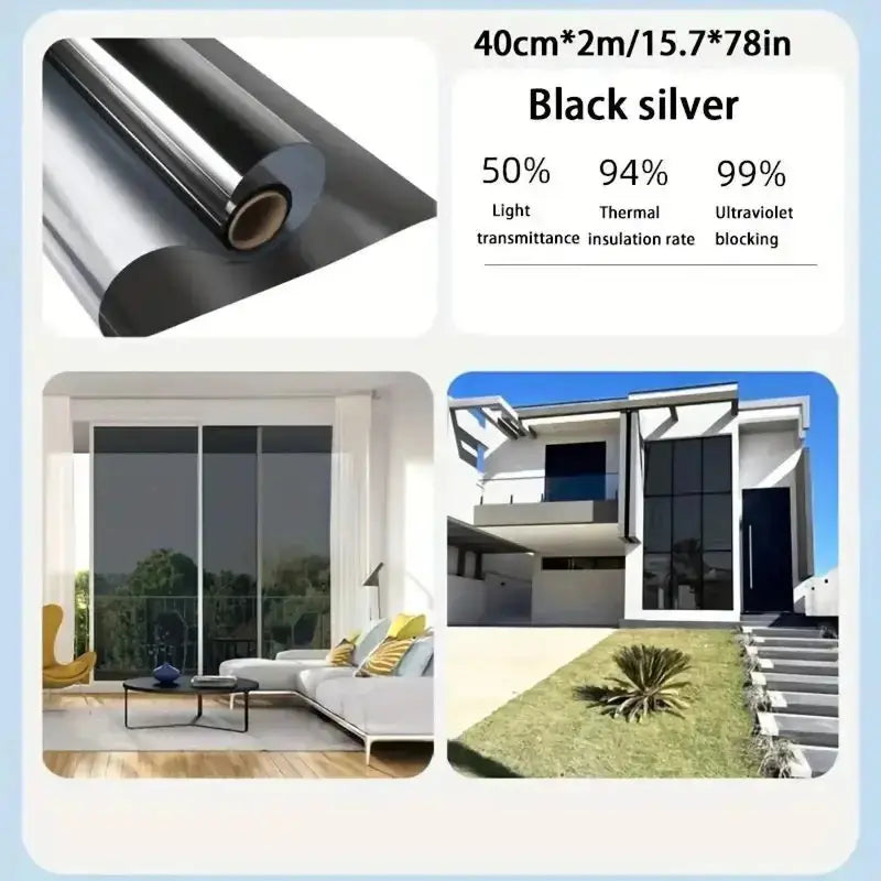 One-Way Privacy Window Film – Heat & UV Blocking Static Cling Glass Cover