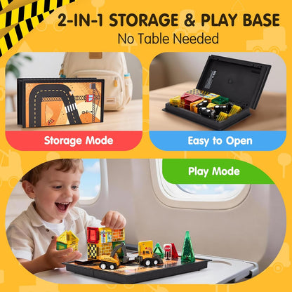 🚧 Construction Truck Magnetic Tile Playset – Build, Drive & Create Your Own Adventure