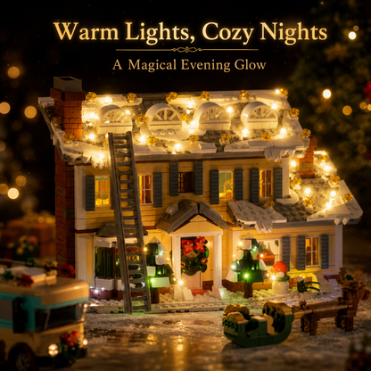 🎄 1998 PCS Winter Holiday Village Building Set with LED Lights & Vehicles ✨