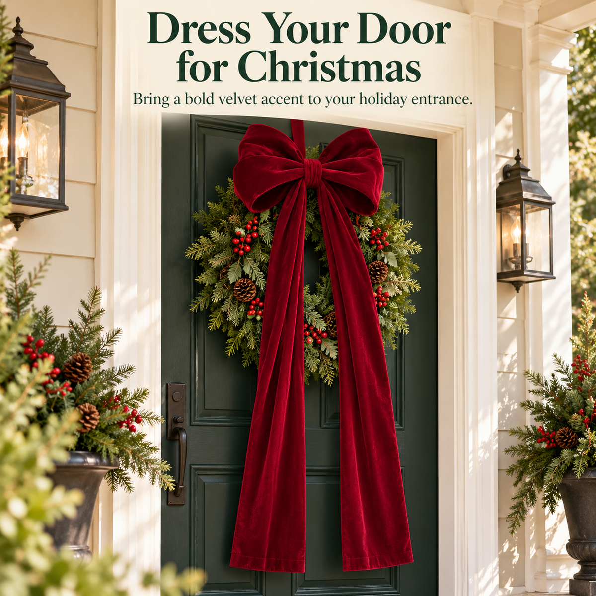 ✨ 50% OFF: Oversized Velvet Christmas Bow – Rich Red Texture & Dramatic Long Tails