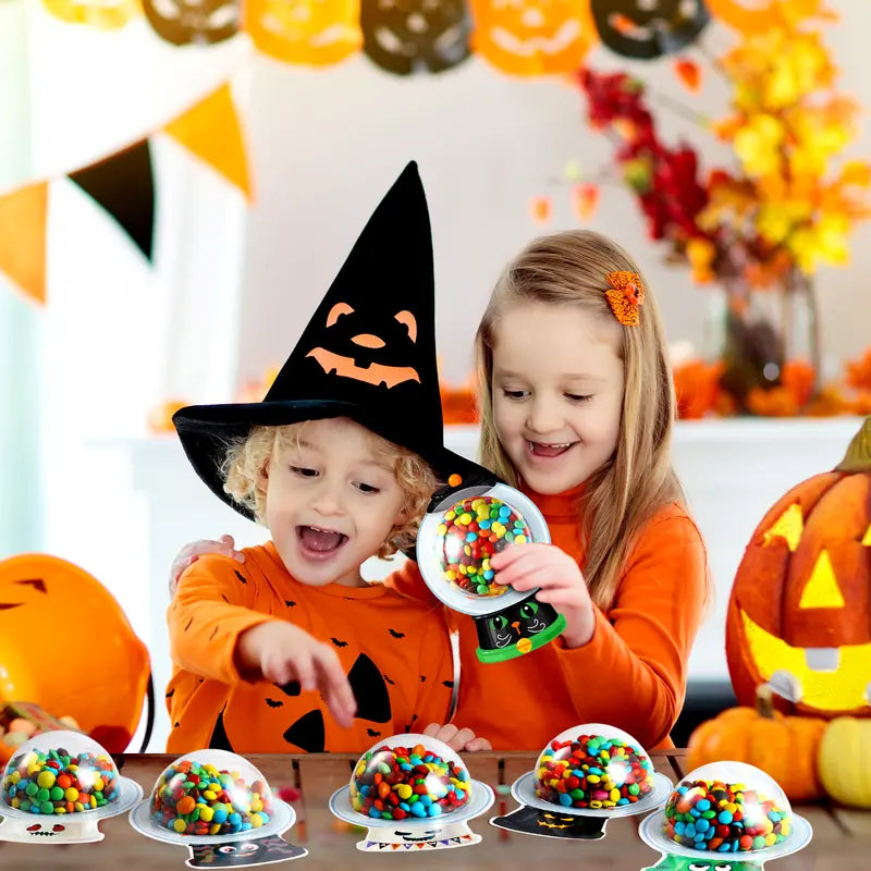 18/36Pcs Halloween Candy Dome Holders Kit with Adhesive Shaker - Trick or Treat Party Favor for Halloween Parties