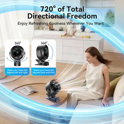🔥 100-Speed Portable Clip Fan | Ultra Quiet Rechargeable Desk Fan