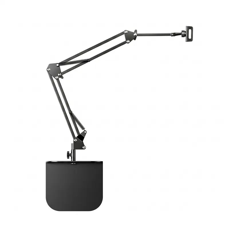1 Count Bedside Tablet Stand with Metal Base, Universal Holder for Phone and iPad, Flexible Mechanical Arm Fits 4-12.9 Inch Devices, Clamp or Desktop Mount for Bed, Sofa, Kitchen Counter, 360° Rotatable