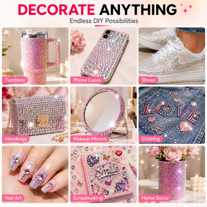 32000PCS Rhinestone Bedazzling Kit – 24 Colors Sparkling Gems for Tumblers, Shoes, Phone Cases & DIY Crafts