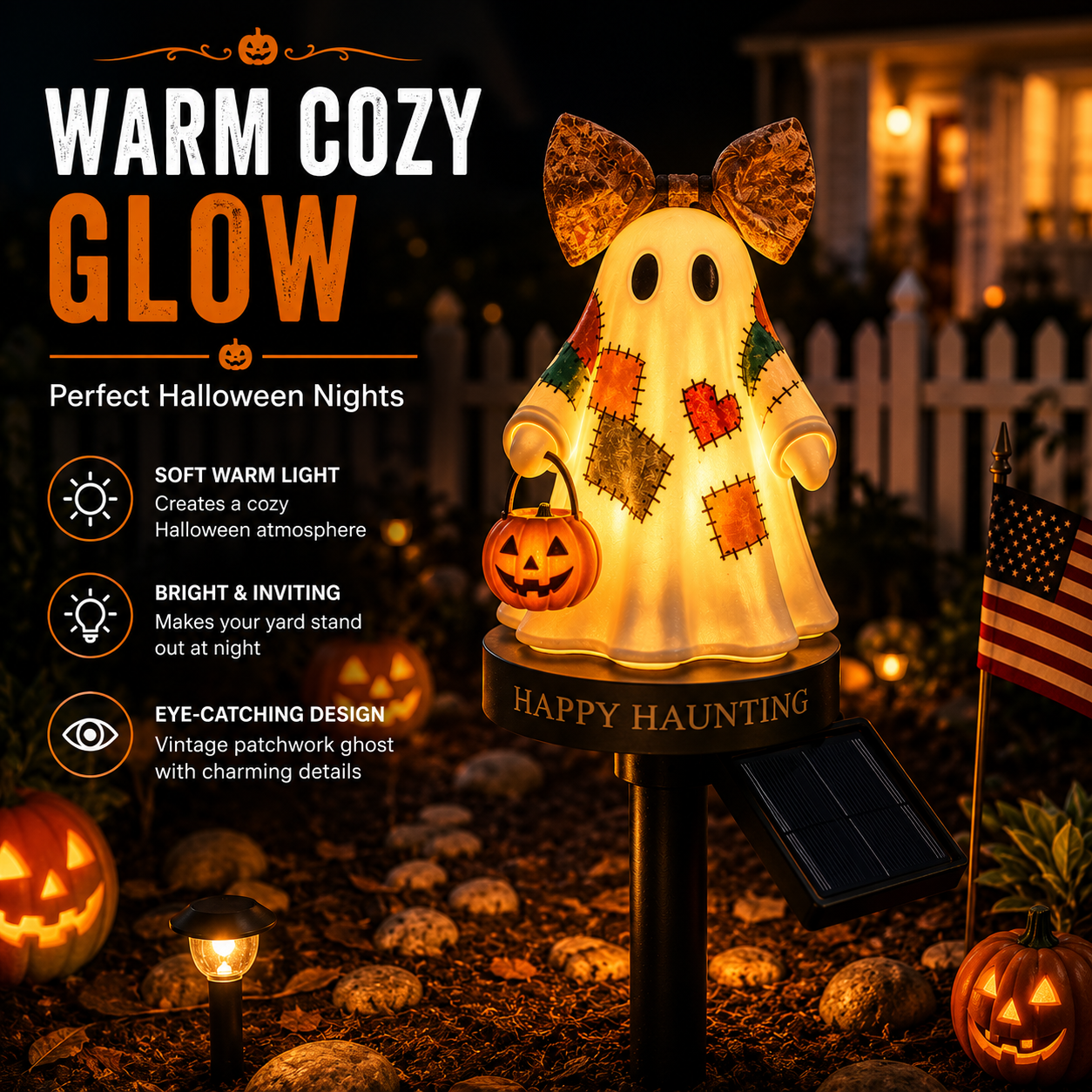 TODAY'S SPECIAL OFFER-50% OFF 🔥🎃 Solar Vintage Patchwork Ghost Garden Light