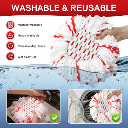 🧼 3-Pack 2-in-1 Scrubbing Spin Mop Replacement Heads