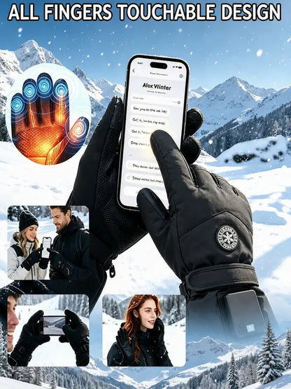 🔥 Rechargeable Heated Gloves – 3 Heat Settings, Waterproof Touchscreen Winter Gloves