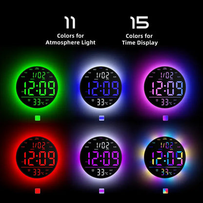 🌈 10" RGB Smart Wall Clock – Futuristic LED Digital Clock with Music Sync & Ambient Lights