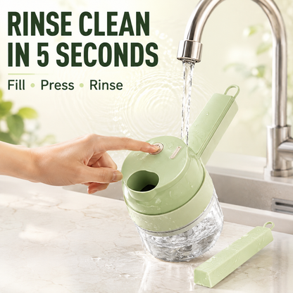 🧄 4-in-1 Handheld Electric Chopper: Slice, Mince, Peel & Auto-Clean!
