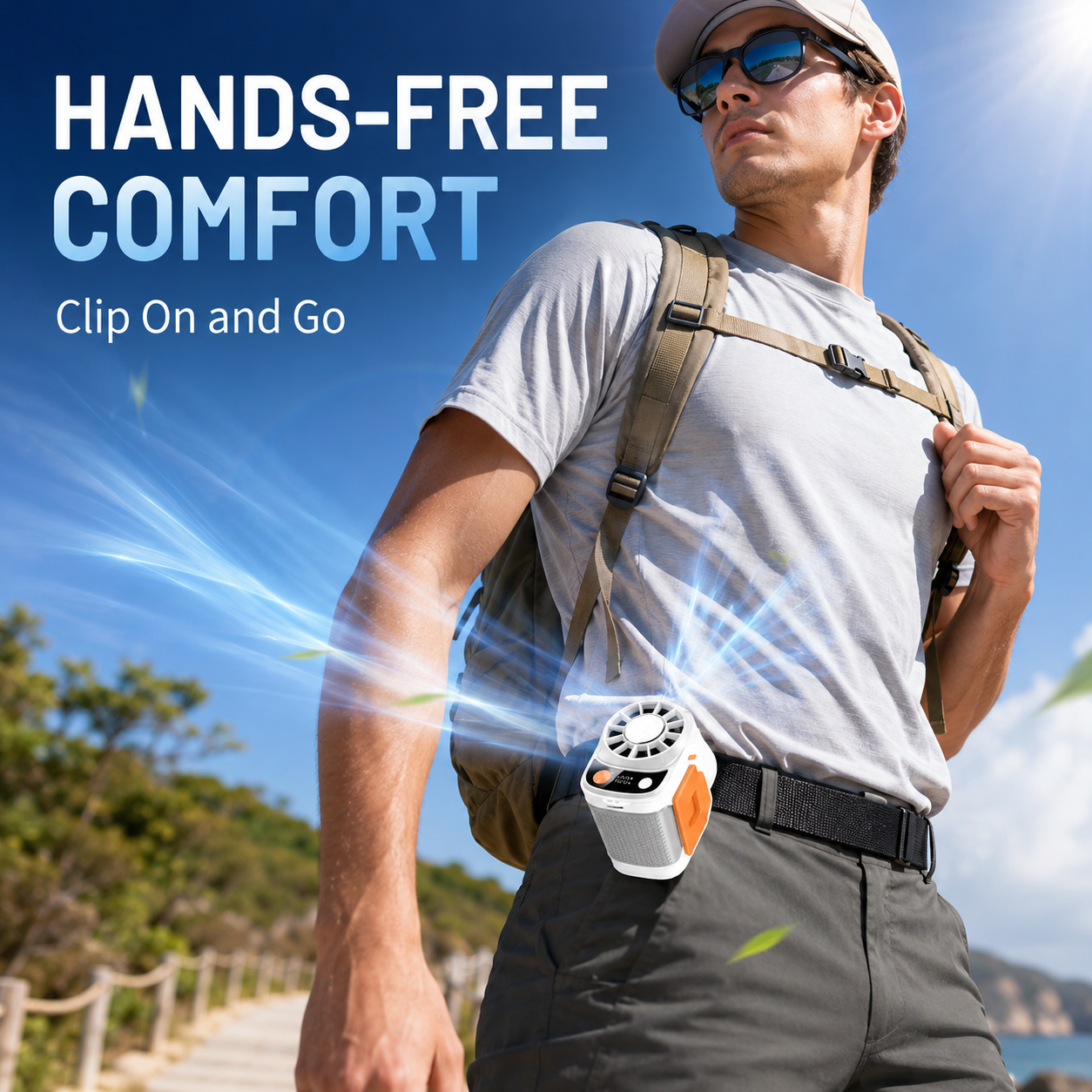 Portable Waist Fan, Rechargeable Multi-functional Fan