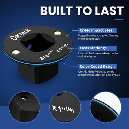 4-PC Impact Socket Adapter Set – 1/4" to 1" Drive Conversion Kit, Cr-Mo Alloy Steel, 1/4"(F)x3/8"(M), 1/2"(F)x3/4"(M), 1/2"(M)x3/8"(F), 3/8"(M)x1/4"(F) for Impact Wrench & Ratchet