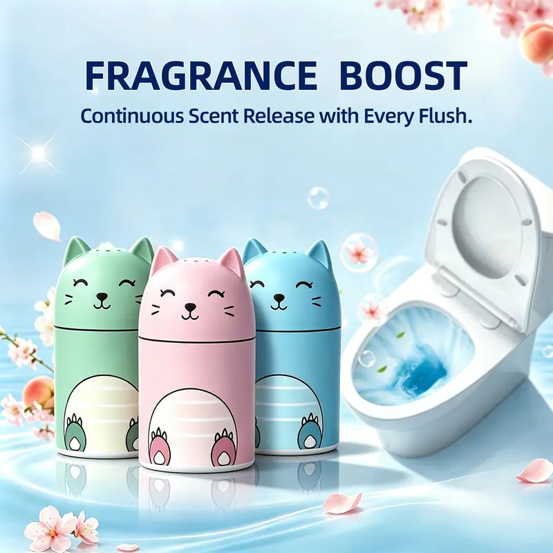 Toilet Bowl Cleaner Bottle Set with Ocean Jasmine Peach Lemon & Strawberry Scents 3-Color Design 9 Months Powerful Cleaning Tablets for Household Items Indoors