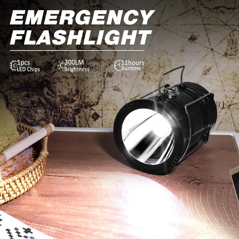 🔦 Solar Camping Lantern | Rechargeable LED Emergency Light with Flashlight & Power Bank