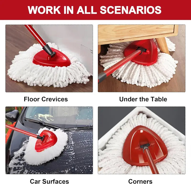 🧹 Microfiber Spin Mop Refills + Scrub Brush Set – Fits O-Cedar EasyWring 1-Tank System